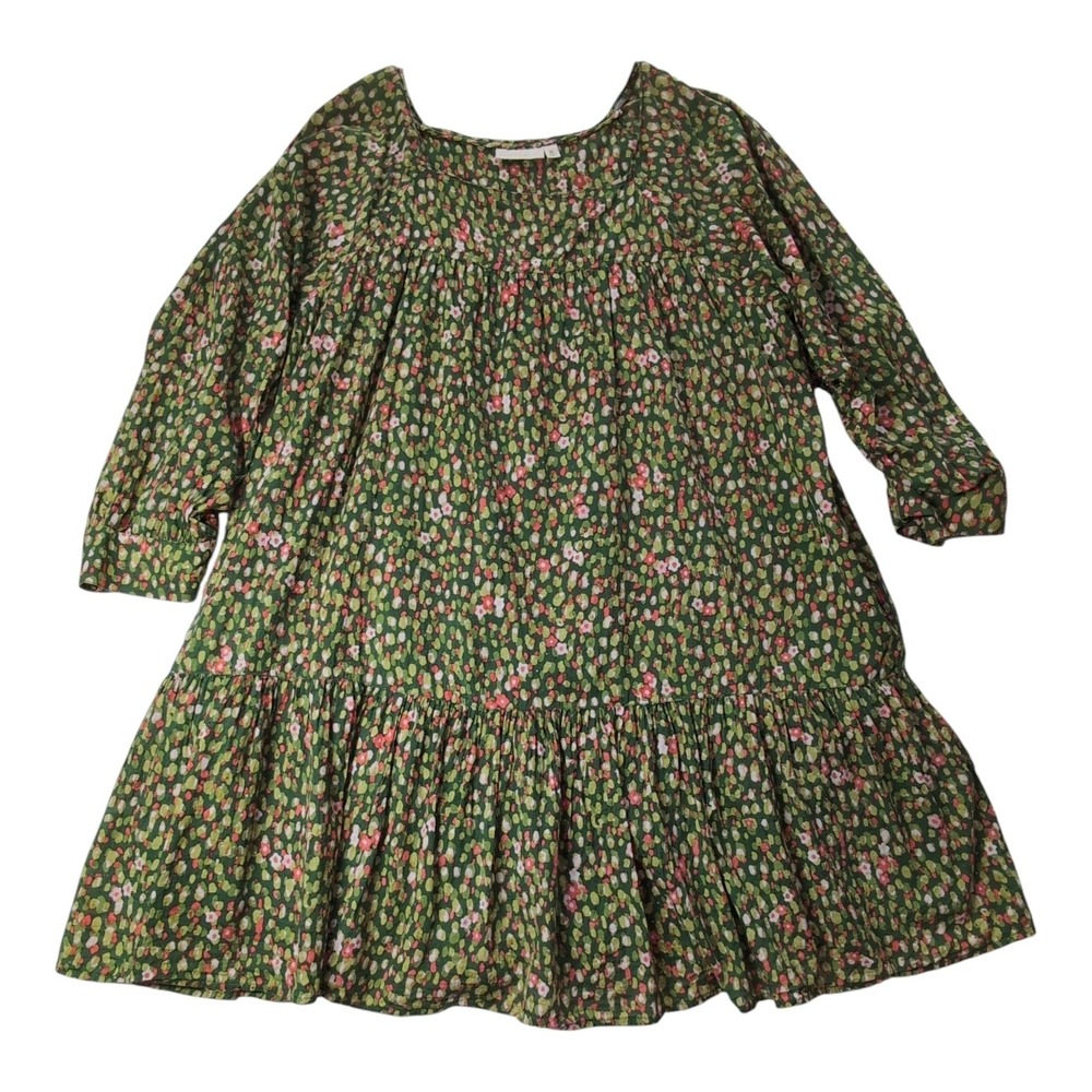 Happy x Nature Floral Babydoll Luna Dress Womens XL Boho Ruffle Tiered Cotton